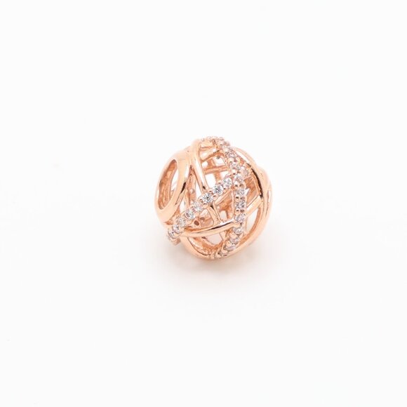 Pandora Moments Sterling Silver 14K Rose Gold Plated CZ Charm - Picture 5 of 6